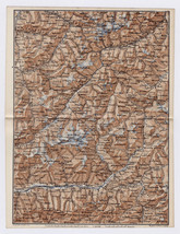 1887 Antique Map Valtellina Albula Alps Piz Vadret Bernina Italy Switzerland - £17.88 GBP