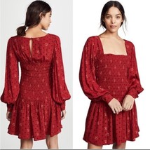 Free People OB885578 Two Faces Printed Mini Dress Ruby Combo Red Sz Medium - £51.43 GBP
