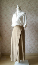 Summer Khaki Linen Pants Wide Leg LINEN Cotton PANTS Women Wrap Palazzo Pants image 2