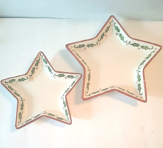 2 Star Shaped Christmas Plates Holly and Berry Design - £18.99 GBP