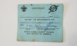 Boy Scouts America Santa Clara County Council 1964 Lifesaving Merit Badge Card - £7.82 GBP