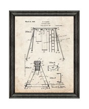 Playground Swing Patent Print Old Look with Black Wood Frame - $24.95+