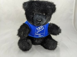 Logo Bear Black IBM Supplies Plush 8 Inch 1990 Stuffed Animal Toy Advertising - £15.75 GBP