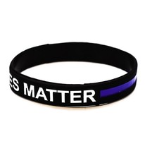 Blue Lives Matter Thin Blue Line Police Support Silicone Wristband Bracelet - $4.80