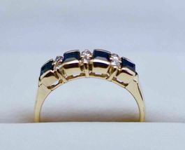 2.20Ct Princess Cut Blue Sapphire &amp; Diamond 14k Yellow Gold Over Wedding Ring - £81.60 GBP