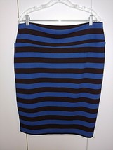 LULAROE LADIES BLUE/BLACK STRIPED STRETCH FITTED SKIRT-2XL-NWOT-POLY/SPA... - £8.84 GBP