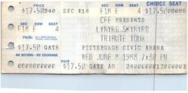 Lynyrd Skynyrd Ticket Stub Juin 8 1988 Pittsburgh Pennsylvania - $41.52
