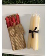 Set of 8 Taper Candles Red Macintosh Apple &amp; Ivory Dripless 10&quot; Dinner Lot - $14.84