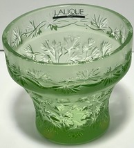 Vintage Lalique Green Coupelle Coriandre Crystal Bowl/Candle Holder- MINT! - £247.33 GBP