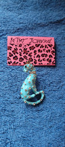 New Betsey Johnson Brooch Lapel Pin Cat Blueish Collectible Decorative Cute Nice - $14.99