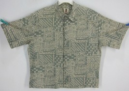 Tori Richard Honolulu Vintage Men&#39;s Xl S/S Tapa Bark Hawaiian Button Front Shirt - £25.85 GBP
