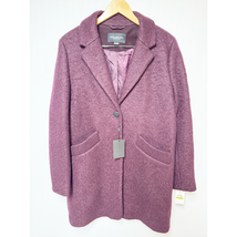 Marc New New Womens Burgundy Front Button Paige Boucle Wool Blend Coat 14 - $88.11