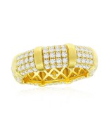 Sterling Silver Micro Pave CZ &amp; Matte Eternity Ring - Gold Plated - £43.40 GBP