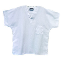 Top Line Uniforms Unisex Size M White Scrub Top V Neck Short Sleeve Ches... - $9.95