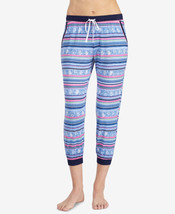 Layla Womens Striped Contrast Trim Cropped Pajama Pant,Floral Stripe Size M - $37.62
