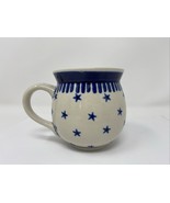 Polish Pottery Coffee Mug Ceramika Artstyczna Boleslaviec Stars and Stripes - $29.87 CAD