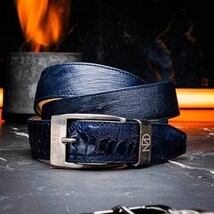 Alessio Genuine Ostrich Leg Exotic Belt Navy image 7