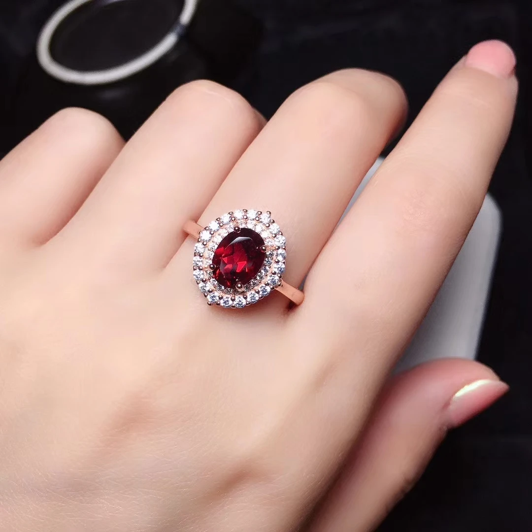 CoLife Jewelry Fashion Garnet Ring for Woman 6mm*8mm  Garnet Silver Ring Classic - $55.51