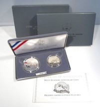 1991 Proof Mount Rushmore Silver Commemorative 2 Coin Set Box OGP &amp; COA ... - £43.47 GBP