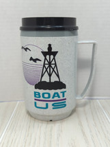 Vintage USA made insulated travel mug Boat US buoy  birds gray black tea... - £11.47 GBP