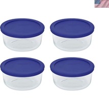 Versatile 4-Cup Glass Containers with Blue Lids - Perfect for Kitchen St... - $36.00