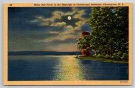 Miller Bell Tower in Moonlight at Chautauqua Institution New York Postcard E24 - £7.47 GBP