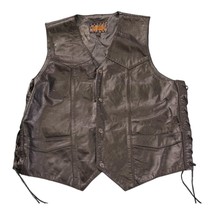 Street &amp; Steel Leather Motorcycle Vest Men&#39;s Size 46 Black - $49.49