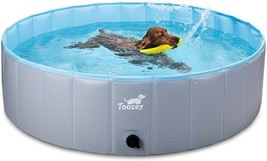 Foldable Dog Pool Slip-Resistant Kiddie Pool  Portable PVC Pet Small 31.5&quot; Gray - £56.17 GBP