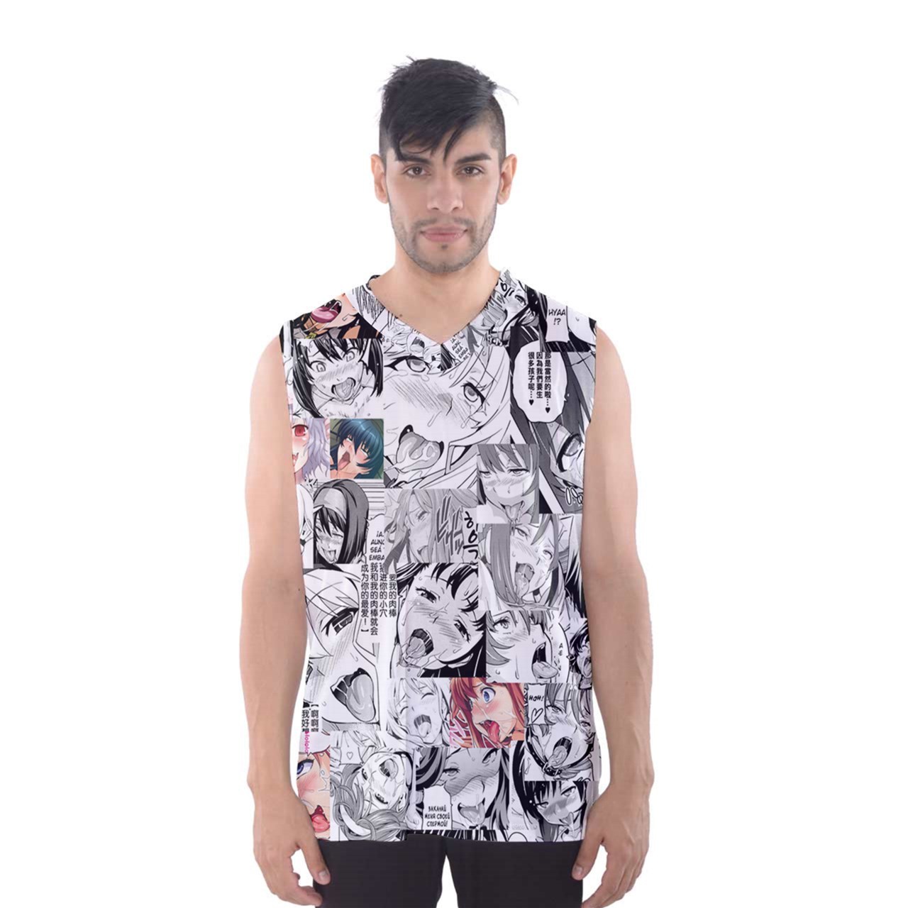 New anime ahegao japan hentai comic Men&#39;s Basketball Tank Top full print... - $22.99+
