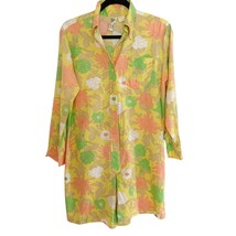 Vintage 70&#39;s Vibe Yellow Floral Button Front Long Sleeve Shorts Romper 1... - $40.00