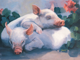 baby pigs piglets farm animals country ceramic tile mural medallion backsplash - £76.35 GBP+