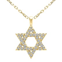 14K Yellow Gold Plated Silver Real Moissanite Star Luck PendantNeklace - £58.81 GBP