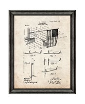 Flag-holder Patent Print Old Look with Black Wood Frame - £19.71 GBP+
