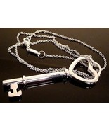 Tiffany Sterling Pretty Heart Key Pendant &  Link Chain w/ Tiffany Pouch NEW! - $180.00