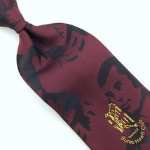 Burns Howff Club Tie Maroon Black Gold Logo Face Necktie Woven #I21 Vintage/Rare - £31.30 GBP