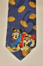 Vtg Disney Men&#39;s Tie Mickey Mouse &amp; Goofy Footballs Mickey Unlimited Silk Sport - £9.45 GBP