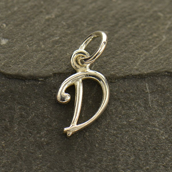 Sterling Silver Initial Charm Letter D 14x7mm - $13.92