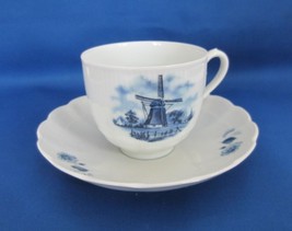 1984 Ter Steege BV Delft Blauw Hand Decorated Windmill Tea Cup &amp; Saucer Holland - $15.99