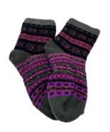Kinder Thermal Wolle Streifen Socken, Grau/Lila/ Schwarz - $12.06 CAD