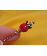 U-49-i) Red Ladybug glass bead silver tone hatpin Pin hat pins JEWELRY l... - £8.17 GBP