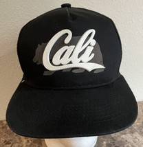 Cali California Republic Bear Logo Hat Cap Snapback Black Gray White Cotton - £3.75 GBP