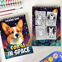 Corgi In Space Spiral-Bound Coloring Book for Stress Relief and Relaxation - £17.68 GBP