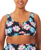 California Waves Plus Gerber Daisy Bikini Top Black Neon Size 2 (20/22) New V - £19.67 GBP