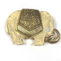 Elephant Brooch Pin Resin and Rhinestone Eye Vintage Heavy Gold Tone - £12.65 GBP