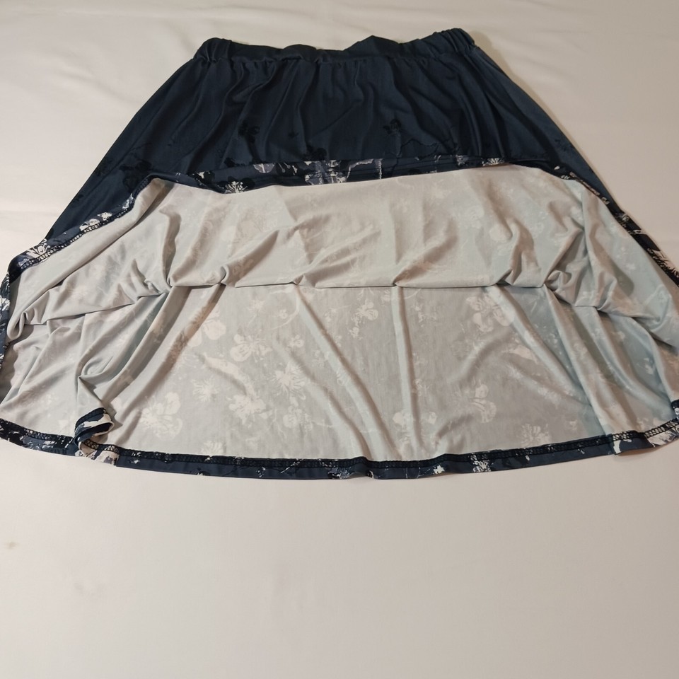 Lily By Firmiana Women's Elastic Waist Black & White Floral A-Line Skirt Size XL Item image 11