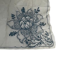 Vintage Lotus Handkerchief Blue and White Sheer Hanky Pocket Scarf Boho - $23.36