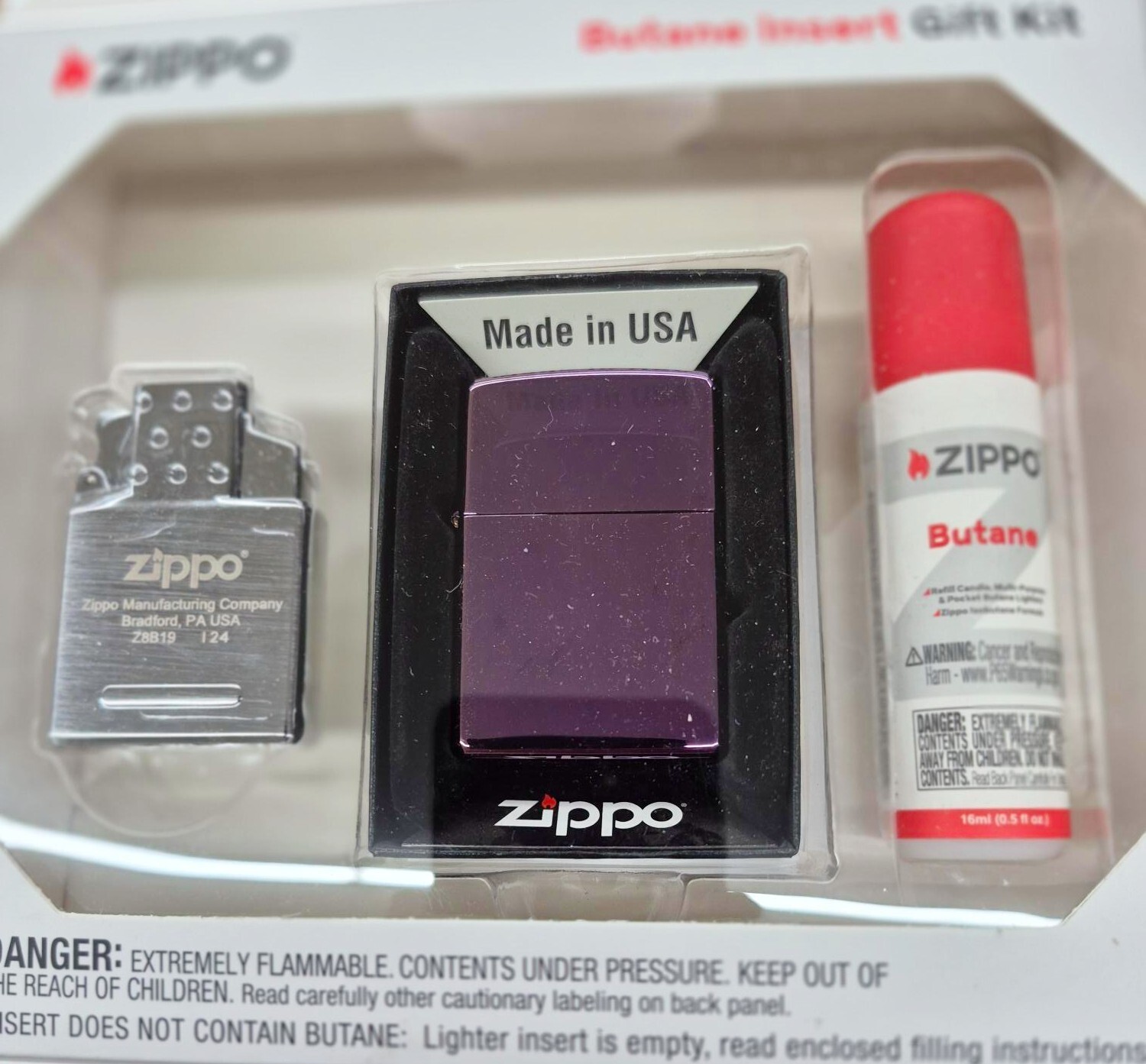 Rare Polished Abyss Purple  Zippo Lighter Gift Kit - $33.20