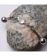 316L Stainless Steel Press Fit CZ Chain Industrial Barbell - $19.95