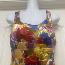 Bisou Bisou Pleated Sheath Dress Rainbow Flowers Sleeveless Womens 4/Small Pride - £9.02 GBP