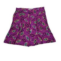 Ann Tjian for Kenar Shorts Womens M Purple Floral Pleated Front High Waist - £17.38 GBP